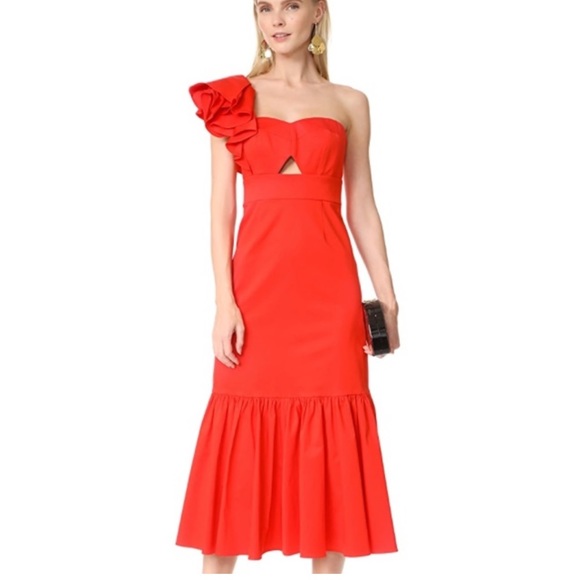 Rebecca Taylor Dresses & Skirts - Rebecca Taylor Vibrant Red Color One Sleeve Evening Dress